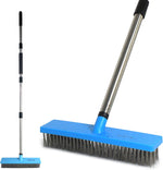 FRAXIR Stainless Steel Wire Broom front view for outdoor concrete cleaning.