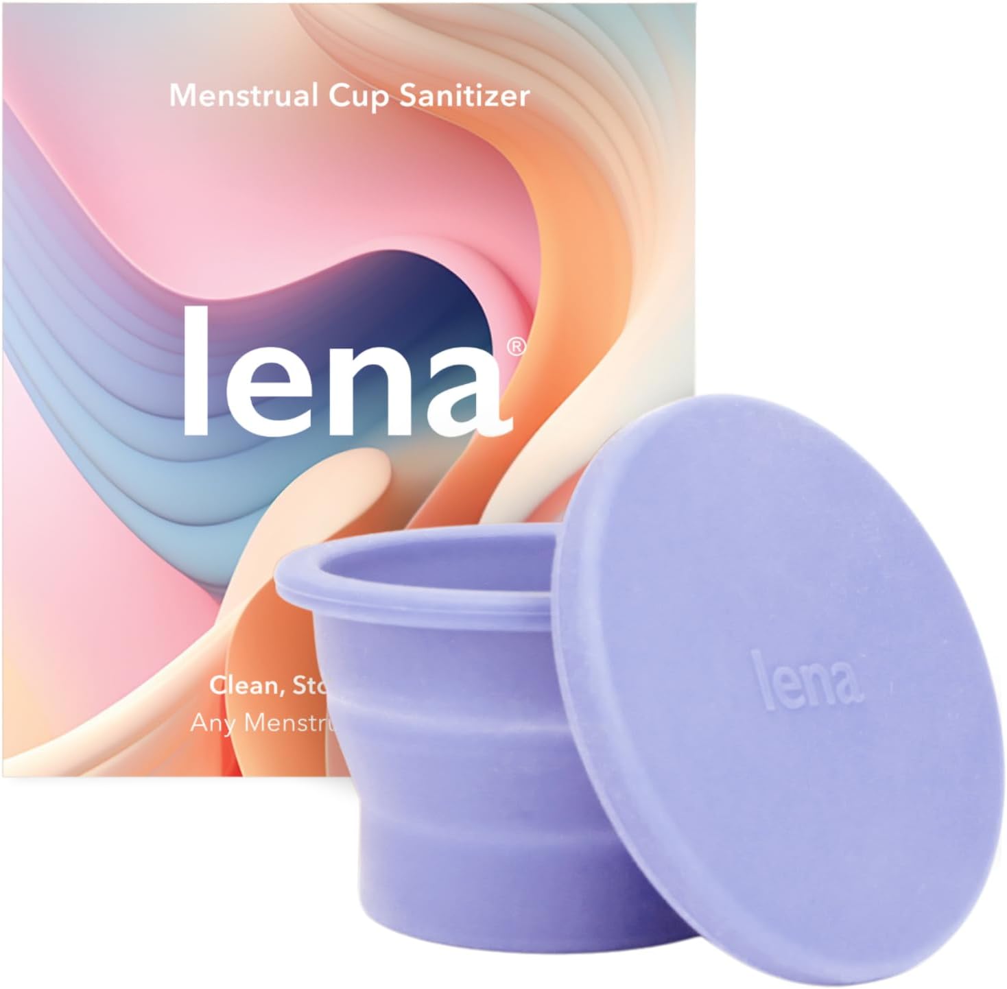 Lena Cleaning Container for Menstrual Cups – Light Purple – Reusable Silicone Cup for Easy Cleaning and Storage | Compact, Microwave-Safe, Travel-Friendly Design for Period Cup & Disc Care - Image 1