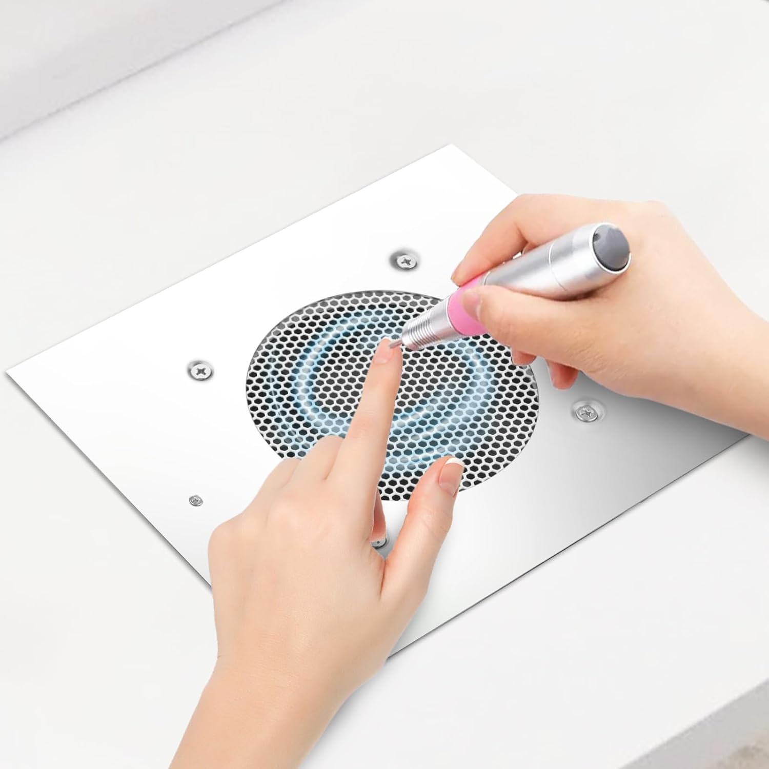 BLUETOP Nail Dust Collector 60W Nail Vacuum Cleaner Table Embedded Dust Extractor Vacuum Professional Built in Desktop Nail Dust Collector Quiet Nail Fan Low Noise for Nail Salon Home - Image 1