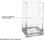 Royal Imports square glass vase showing heavy weighted base and thick walls
