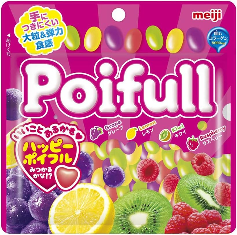 Meiji Poifull large bag assorted fruit gummy candy front view