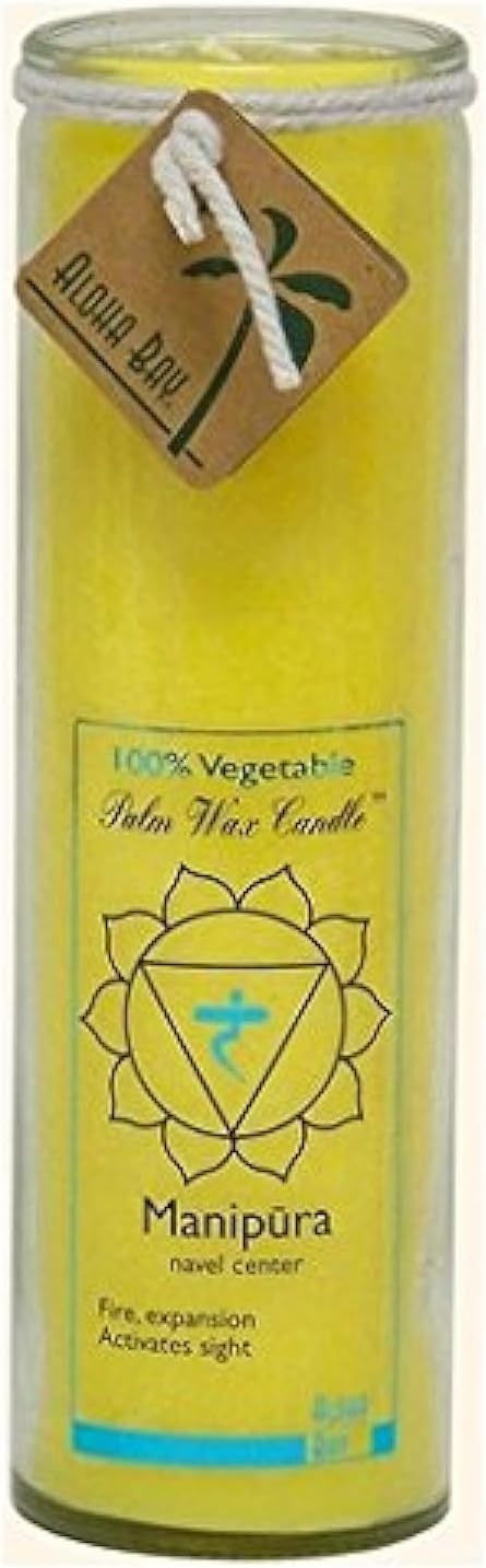 Aloha Bay unscented chakra jar protection Manipura yellow candle front view