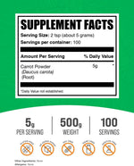 BulkSupplements carrot supplement vegan gluten free powder nutrition facts