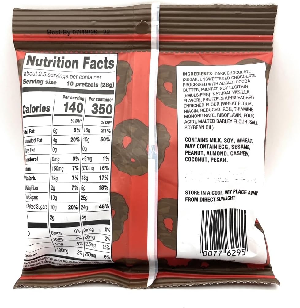 Tiny Handful Dark Chocolate Covered Pretzels, Snacking Food Dessert Treat 2.5 oz/71g - (Pack of 3) - Image 3