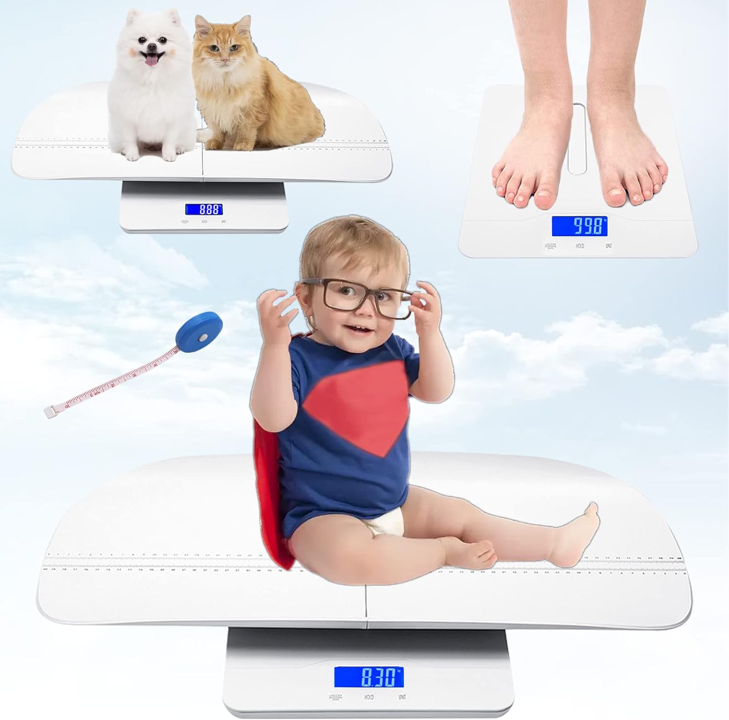 Comuster digital baby and pet scale front view for health tracking