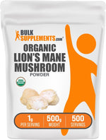 BulkSupplements imported USA mushroom extract powder packaging top seal view.