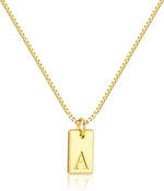 Poxtex dainty initial necklace front view showcasing 14K gold letter pendant