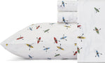 Eddie Bauer Queen sheet set front view featuring kayaking print