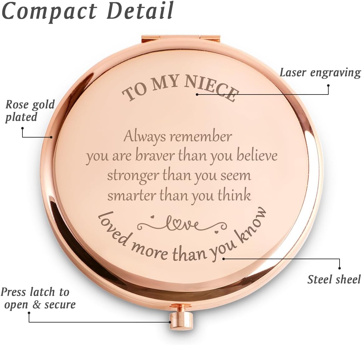 Daricano pocket mirror open displaying dual-sided magnification