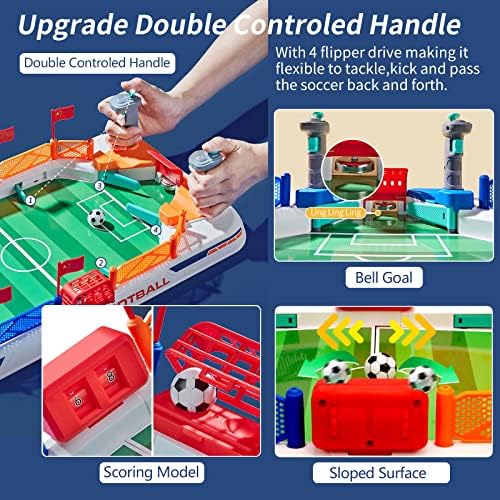 Tabletop soccer sport toy sloped field design with manual scoreboard tracking