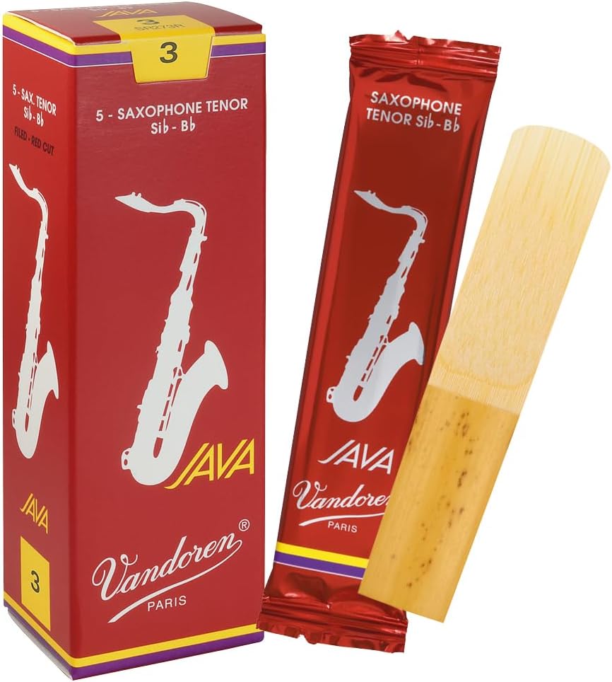 Vandoren tenor sax java red reeds front view box