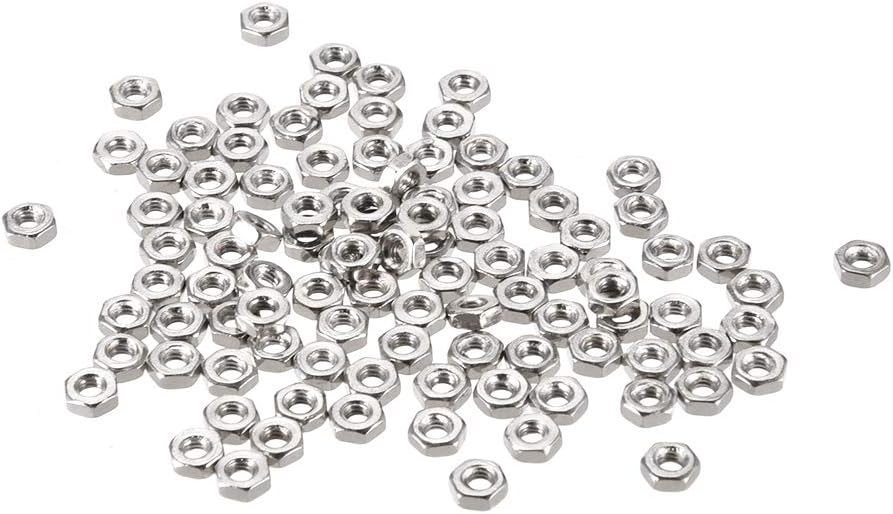 Uxcell hex nuts front view showing silver tone carbon steel finish