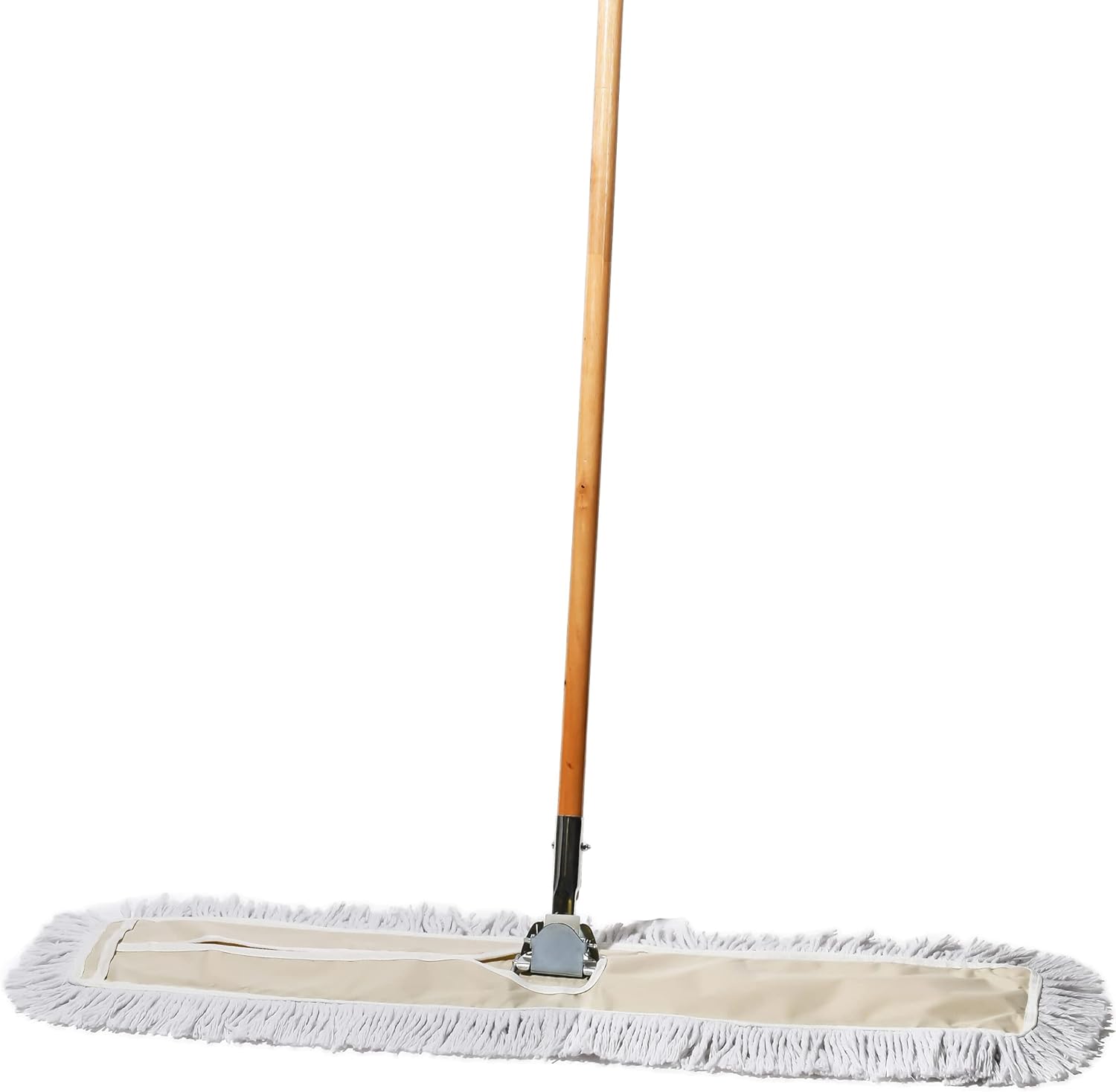 Tidy Tools Commercial Dust Mop front view showcasing the thirty six inch wide cotton head and solid wooden handle.