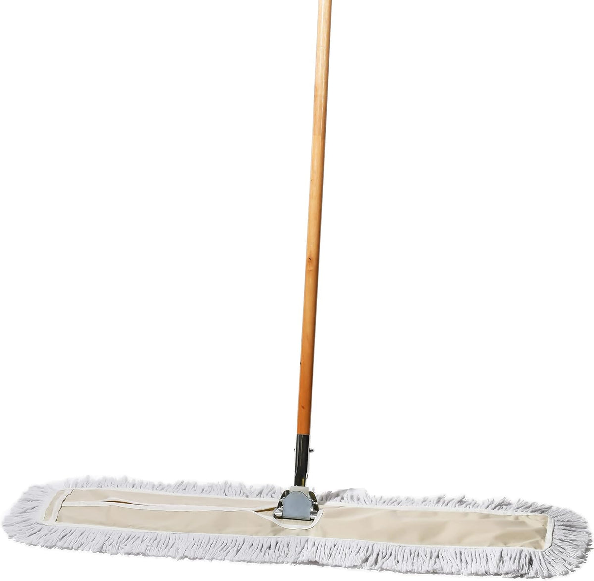 Tidy Tools Commercial Dust Mop front view showcasing the thirty six inch wide cotton head and solid wooden handle.