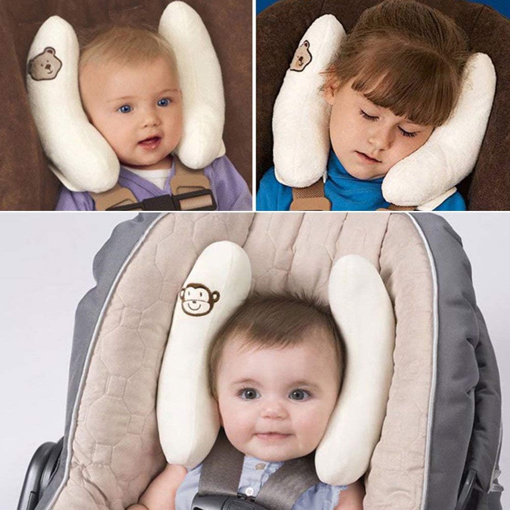 StoHua adjustable baby neck head support pillow front view in ivory color.