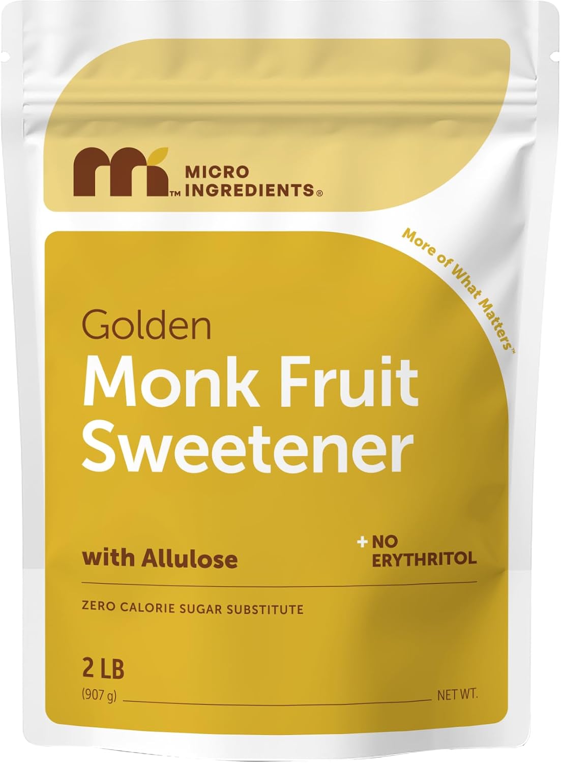 Micro Ingredients golden monk fruit sweetener front view pouch
