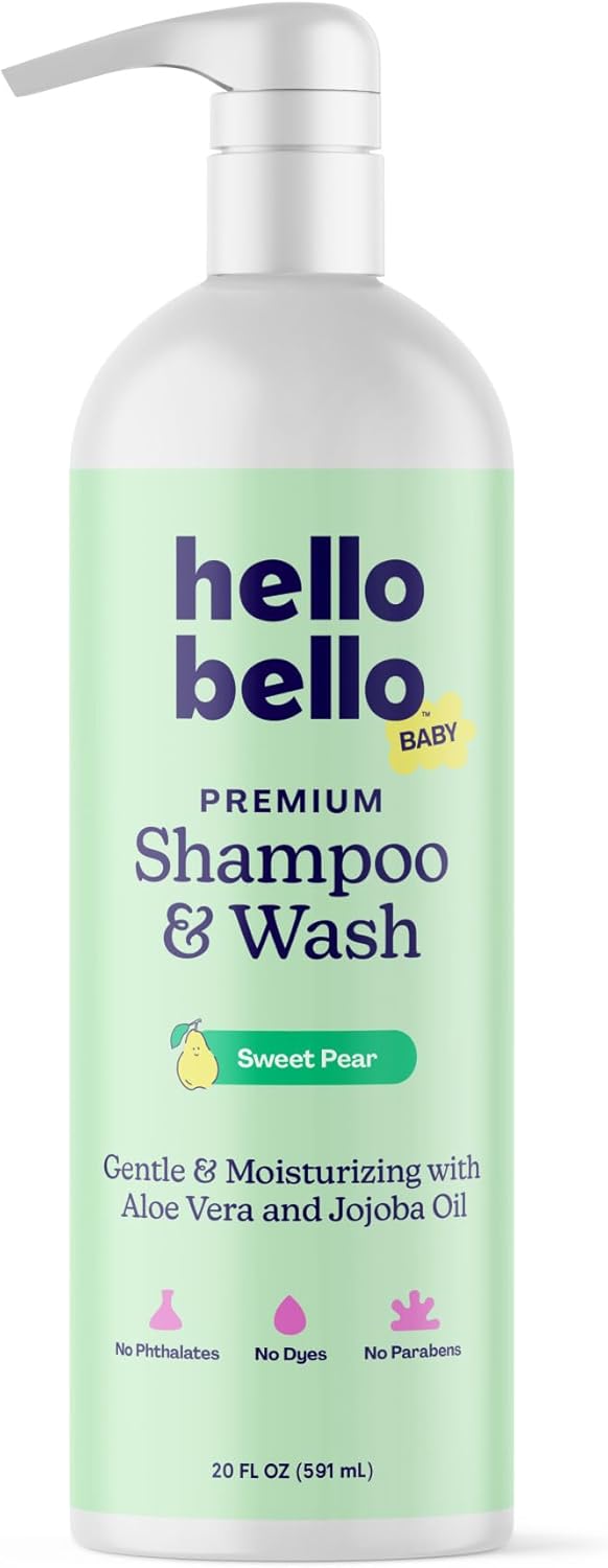 Hello Bello Sweet Pear Shampoo & Body Wash, Hypoallergenic, Dermatologist & Pediatrician Tested Formula for Babies & Kids, 20 FL Oz - Image 1