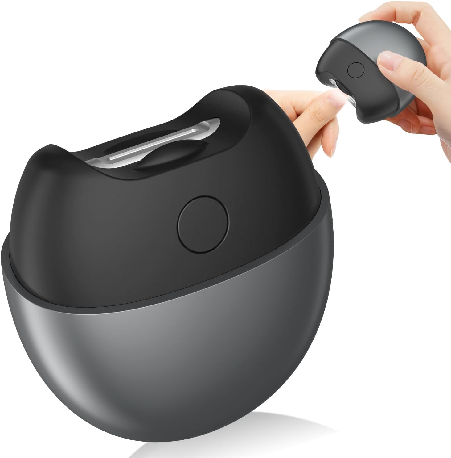 SCAIKTIG electric automatic nail clipper front view showing grey design