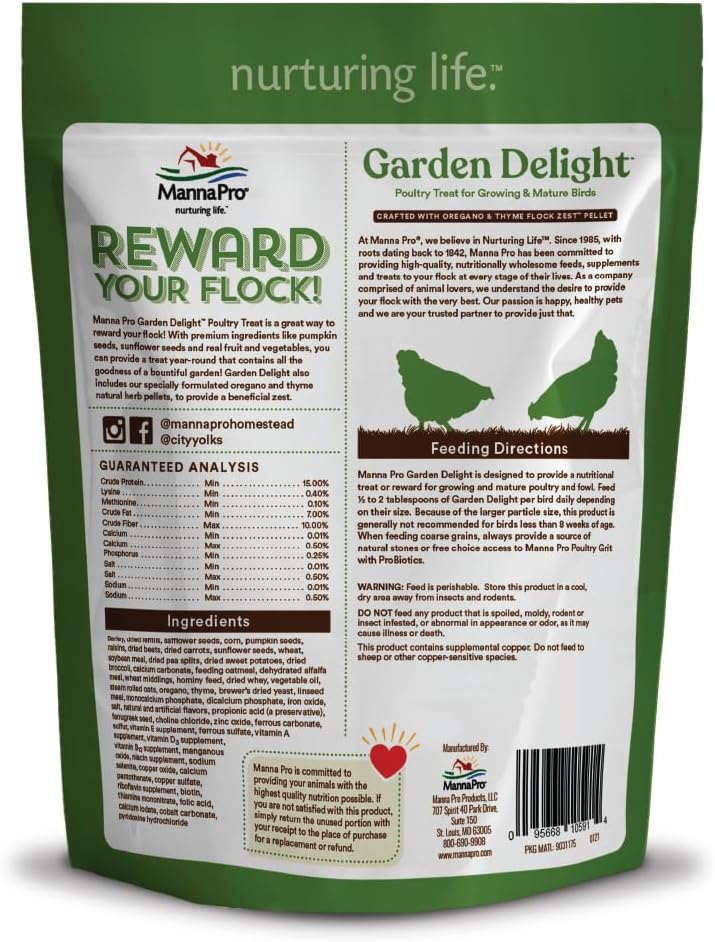 Manna Pro backyard bird treat mix with real dried vegetables and seeds