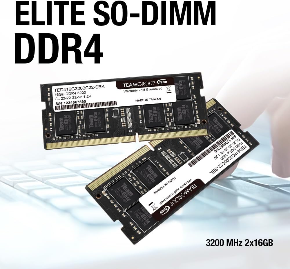 TEAMGROUP Elite 64GB kit installed in laptop slot