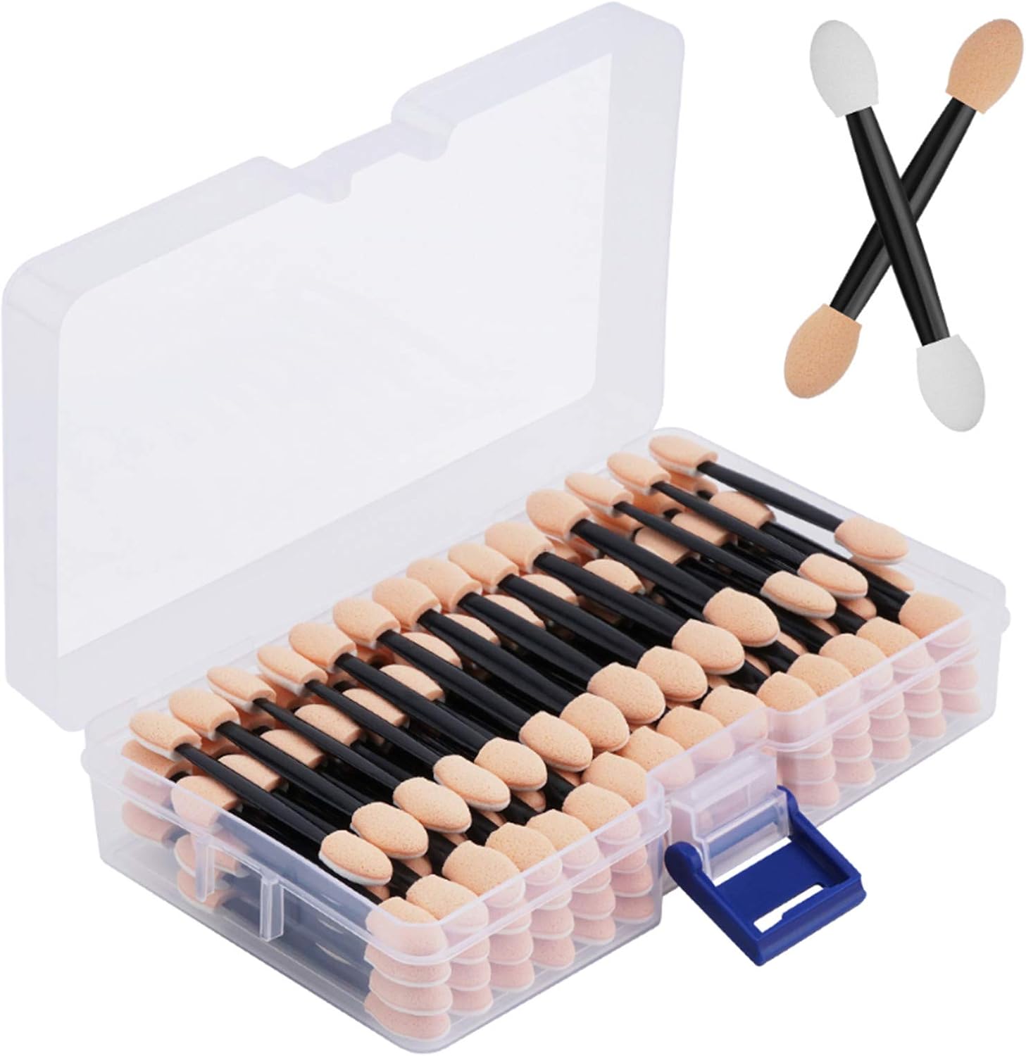 Cuttte disposable eyeshadow sponge applicators front view in storage box