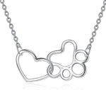 Premium ONEFINITY paw print sterling silver necklace for women product dimensions view