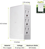 GoGreen Power 6 outlet adapter showing side mounted receptacle design