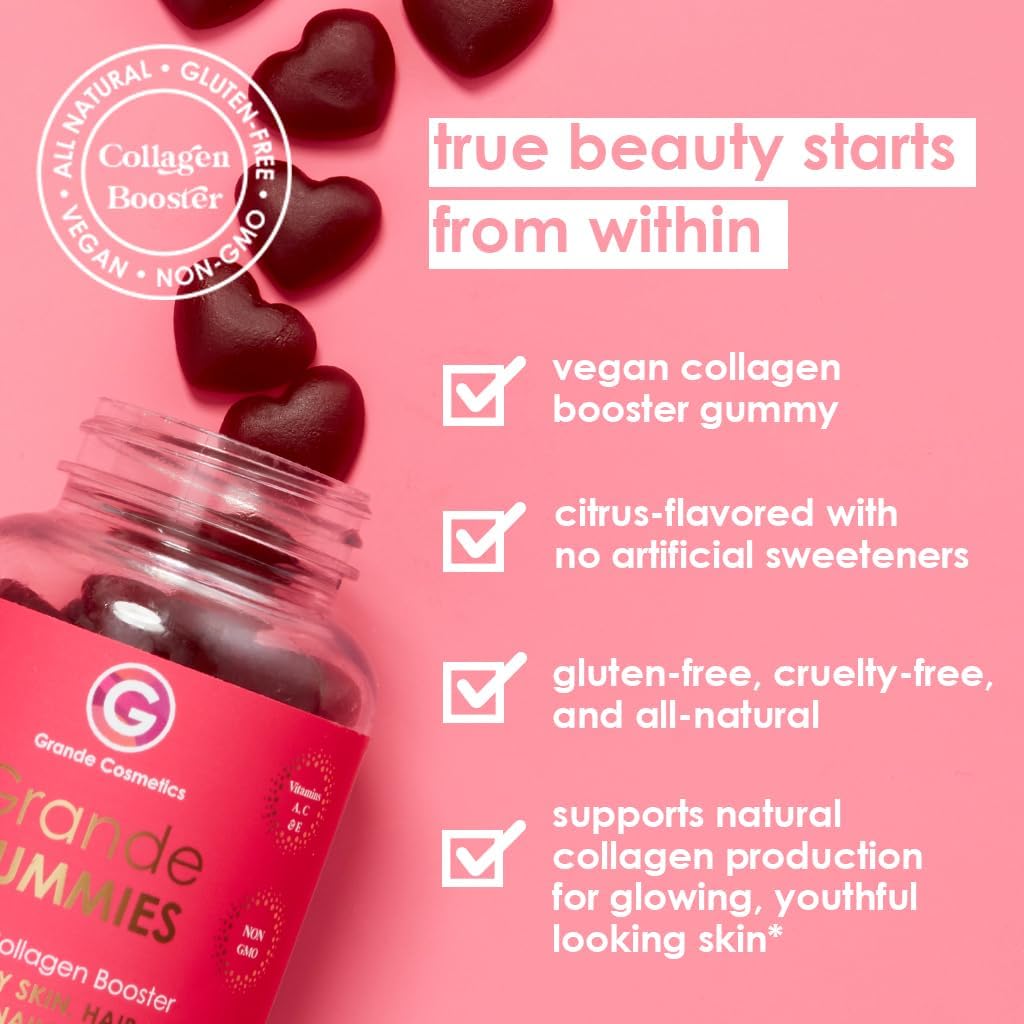 Grande Cosmetics hair skin lash and brow gummies supplement label details