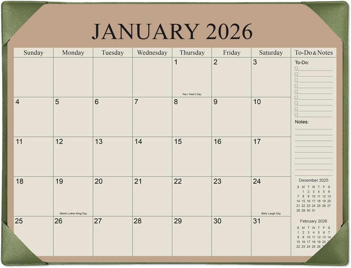 2026 Desk Calendar - 12 Months Calendars from January 2026 - December 2026, Desk Calendar 2026 with Thick Paper, 17" x 12", Green Leaf - Image 13