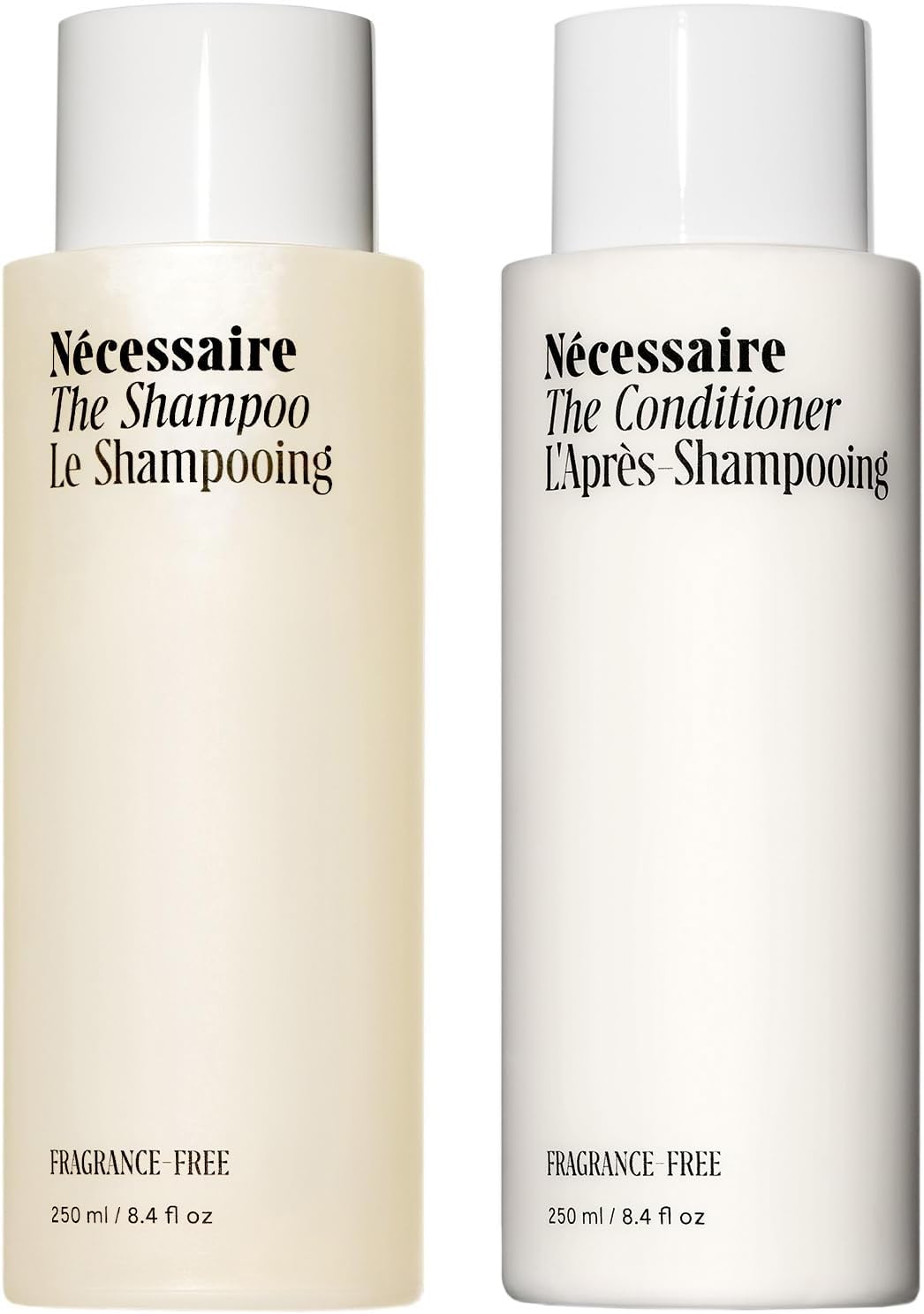 Ncessaire The Hair Duo - Shampoo and Conditioner Set 2 x Full-Size. The Shampoo + The Conditioner. Hyaluronic Acid + Vitamin B Complex. Fragrance-Free. Approved by the National Eczema Association. - Image 1