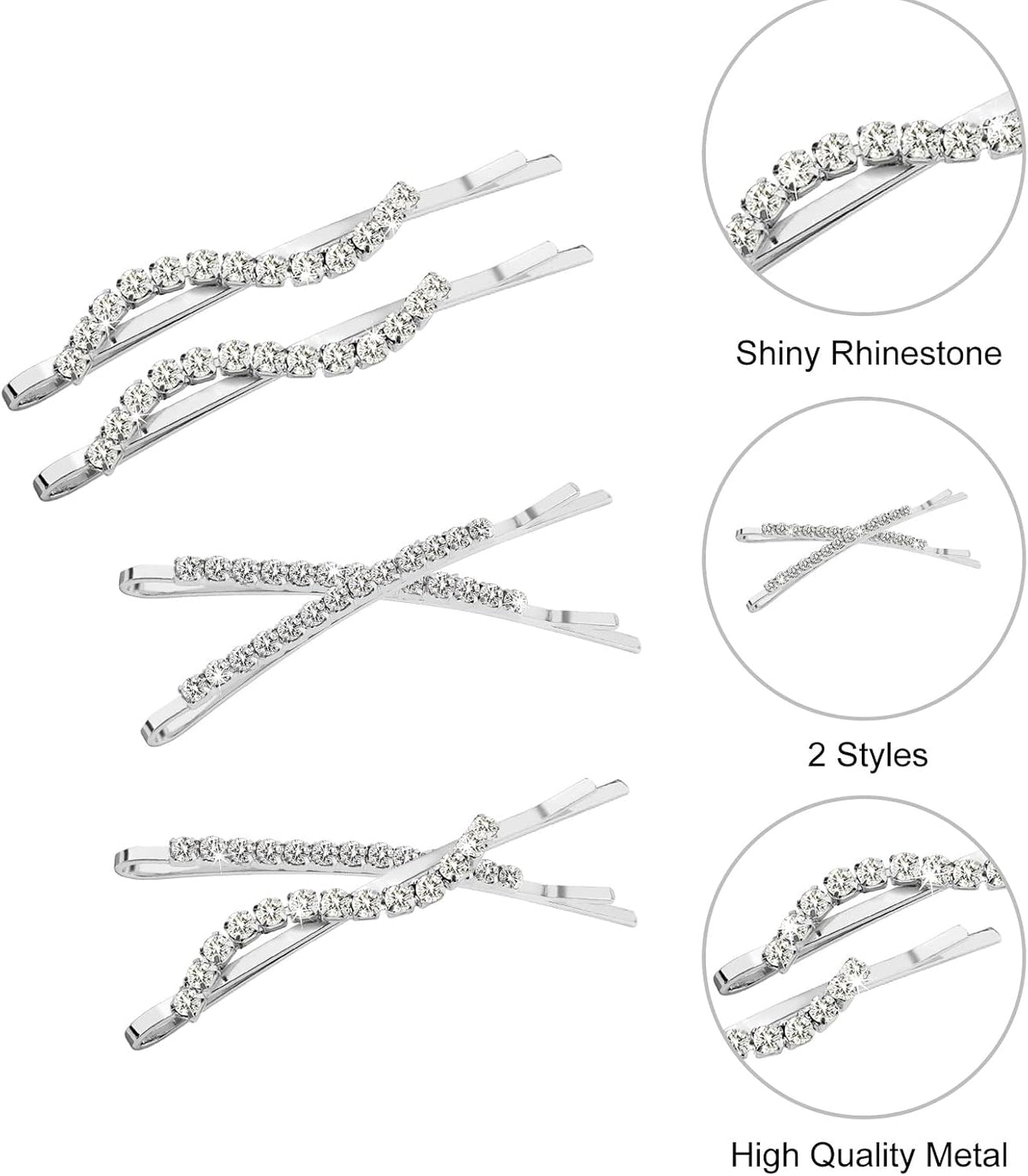 YISSION crystal hair accessories arranged in two shapes.