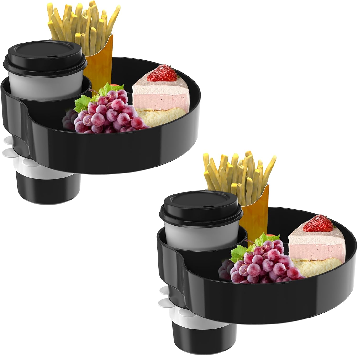 SSPONT kids car seat travel tray front view holding snacks and a toddler cup