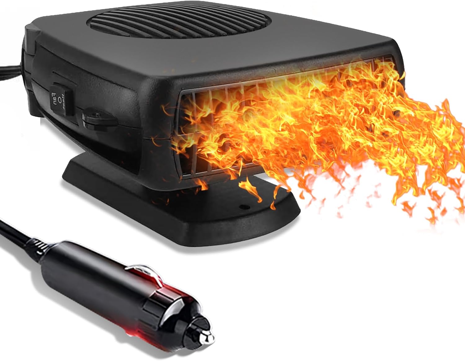 Qidoe portable car heater front view on dashboard