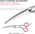 Curved dog grooming scissors for precision facial and paw trimming