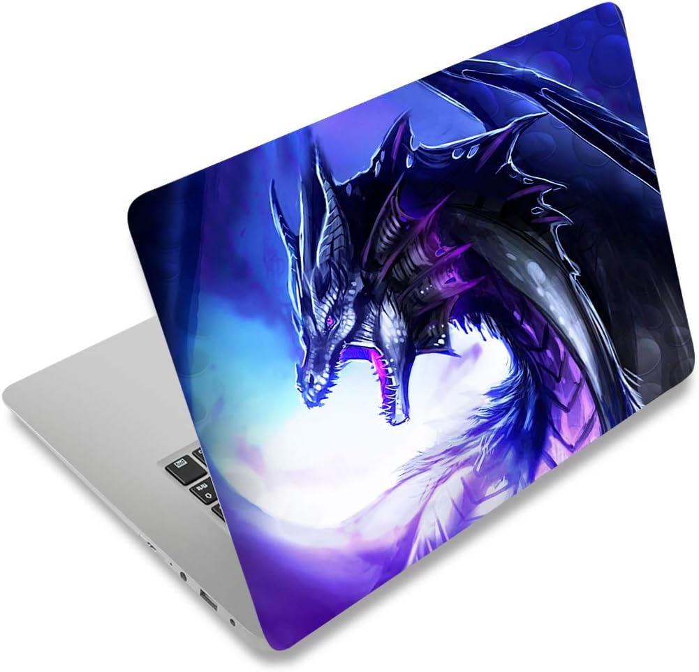 HEABPY universal laptop skin sticker front view featuring purple and blue dragon design