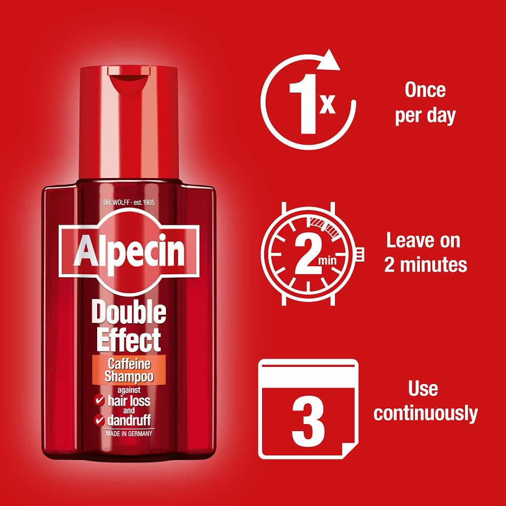 Alpecin Double Effect Shampoo being squeezed to show liquid consistency