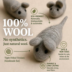 Earthtone Solutions catnip free natural wool kitten play mice top view
