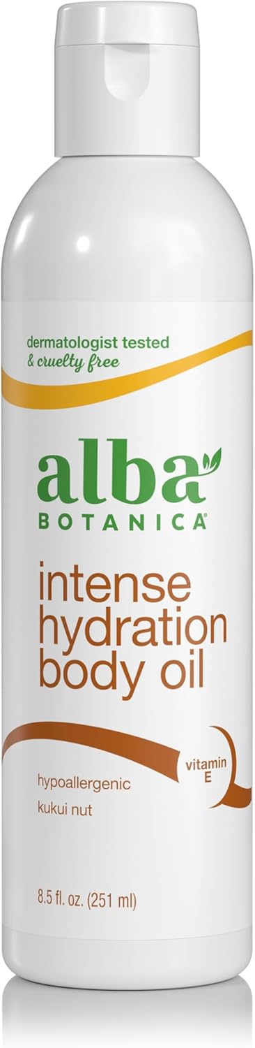 Alba Botanica Kukui Nut Organic Hawaiian Body Oil front view bottle