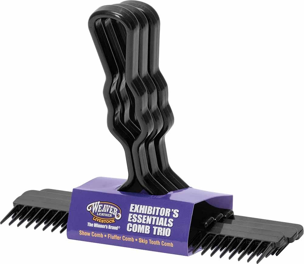 Weaver Livestock Exhibitors Essentials Comb Trio front view professional show animal grooming kit