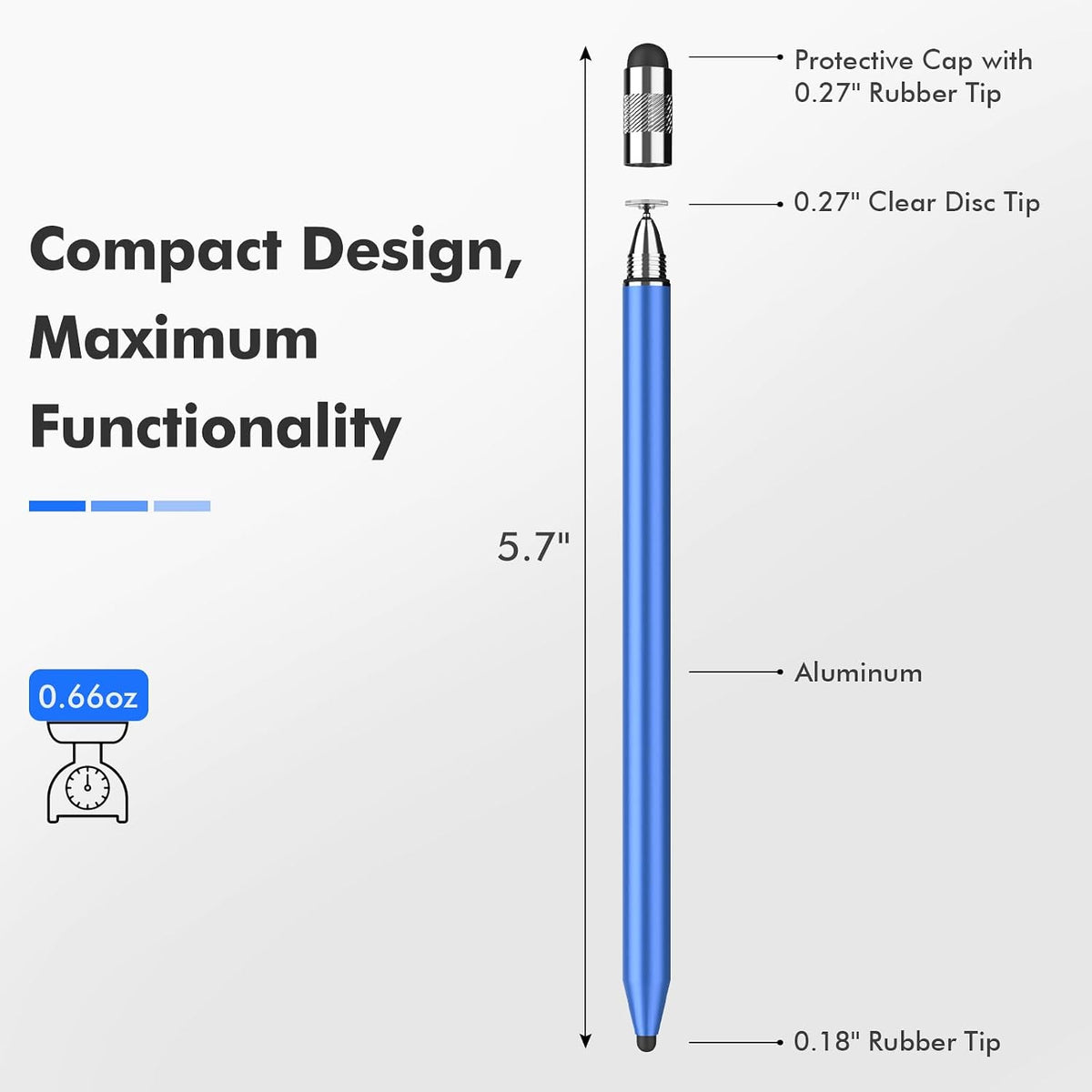MEKO touchscreen stylus pen rubber tips side view