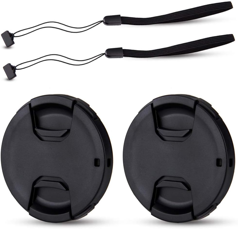 JJC 58mm front lens cap cover pack showing front view of the center pinch mechanism