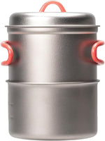 Evernew 750ml titanium pot with red folding handles