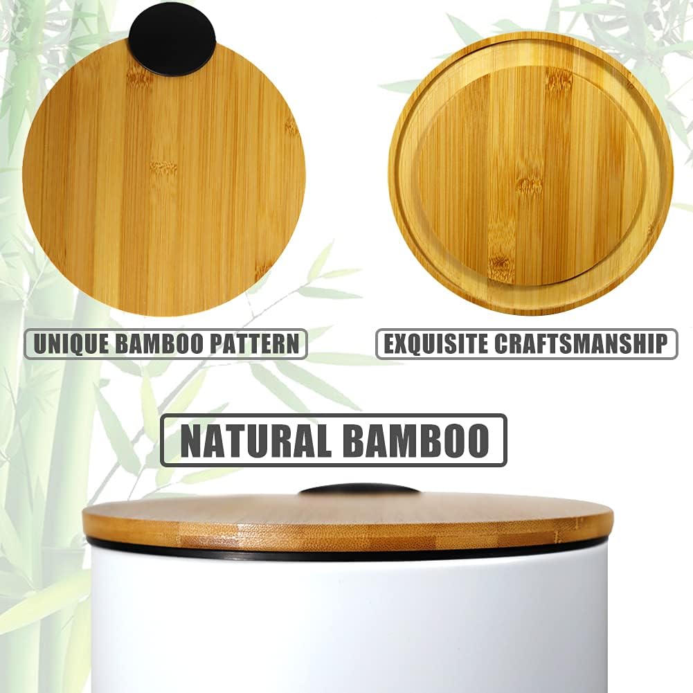 SIDIANBAN Mini Trash Can with Bamboo Lid Soft Close and Foot Pedal | 0.8Gal / 3L Tiny Round Trash Can with Removable Plastic Inner Wastebasket for Bathroom, Bedroom, Office, Desk, Car, Black - Image 11