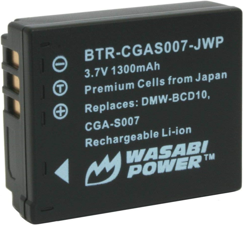 Wasabi Power Battery for Panasonic CGA-S007, CGA-S007A, CGA-S007A/1B, CGA-S007E, DMW-BCD10 and Panasonic Lumix DMC-TZ1, DMC-TZ2, DMC-TZ3, DMC-TZ4, DMC-TZ5, DMC-TZ11, DMC-TZ15, DMC-TZ50 - Image 1