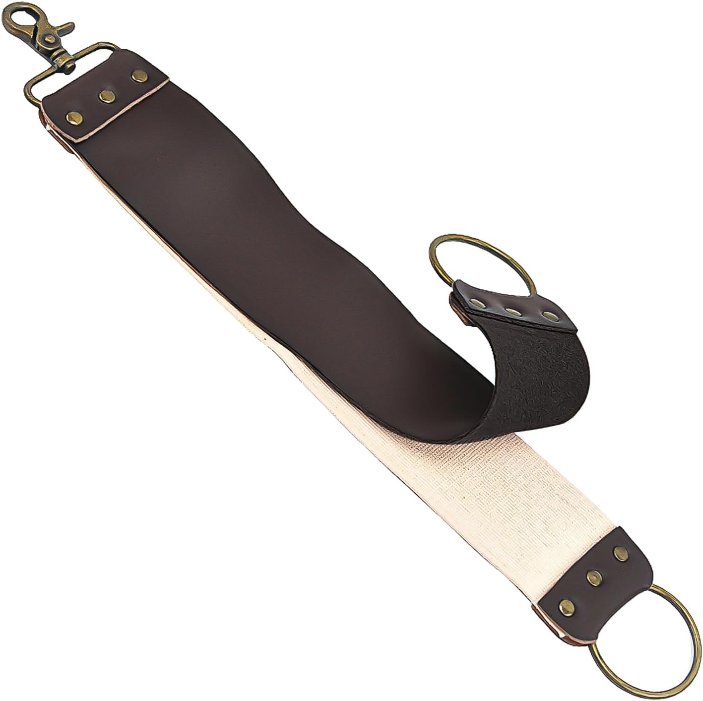 Linkidea straight razor leather strop front view brown