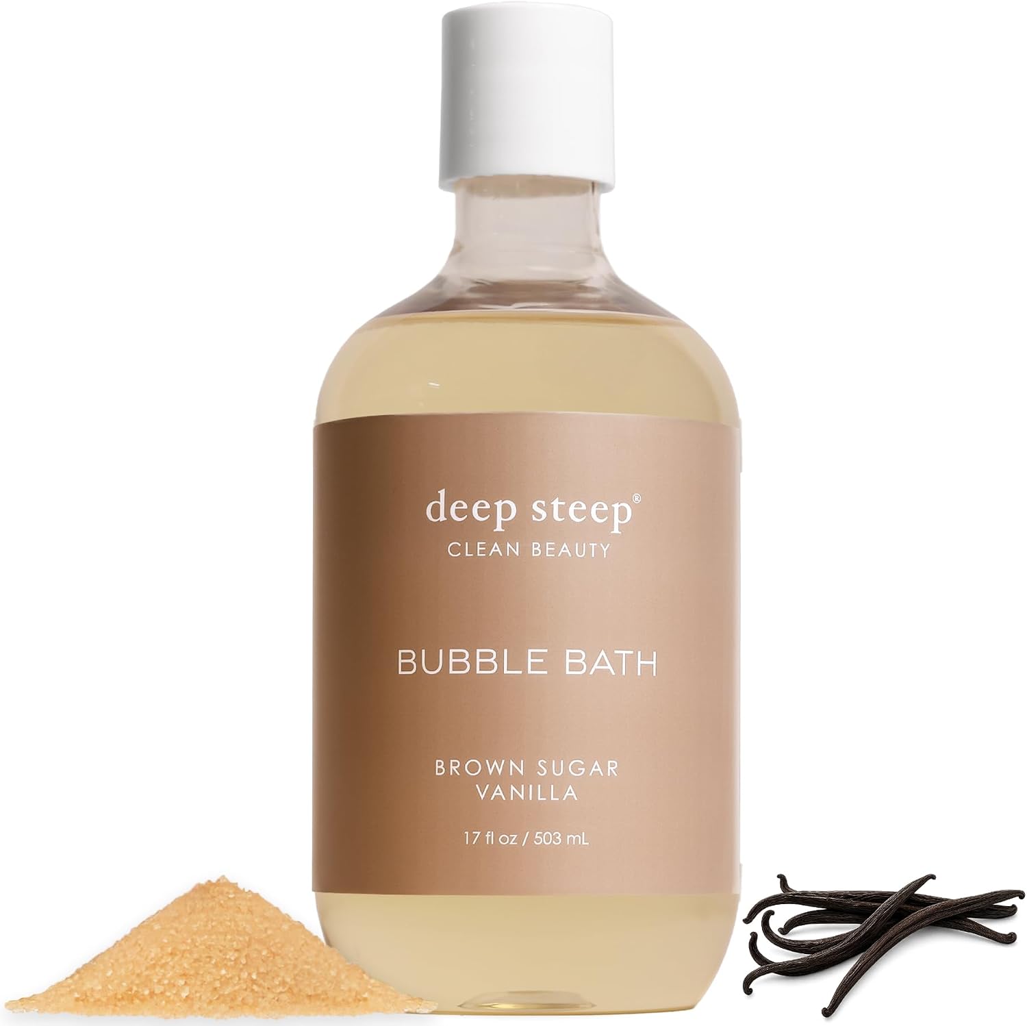 Deep Steep Brown Sugar Vanilla Bubble Bath front view bottle
