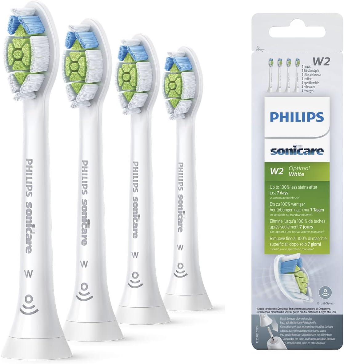 Philips Sonicare W2 Optimal White toothbrush heads front package view