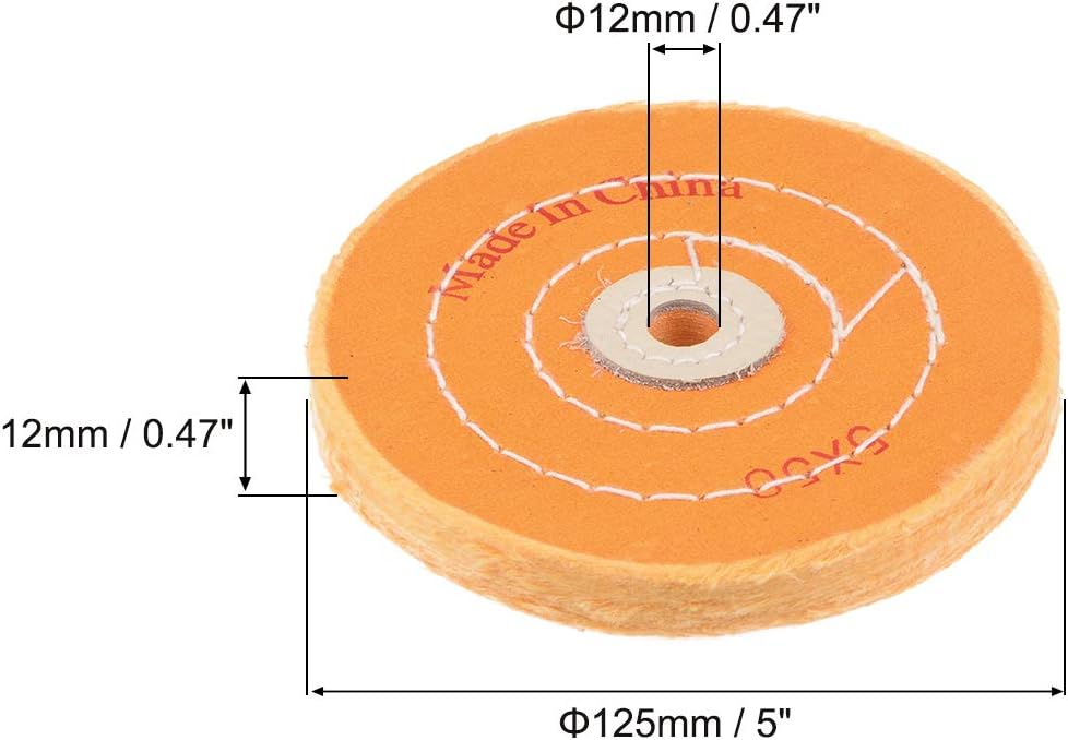 Uxcell 5-inch polishing wheel showing multi-layer fabric construction