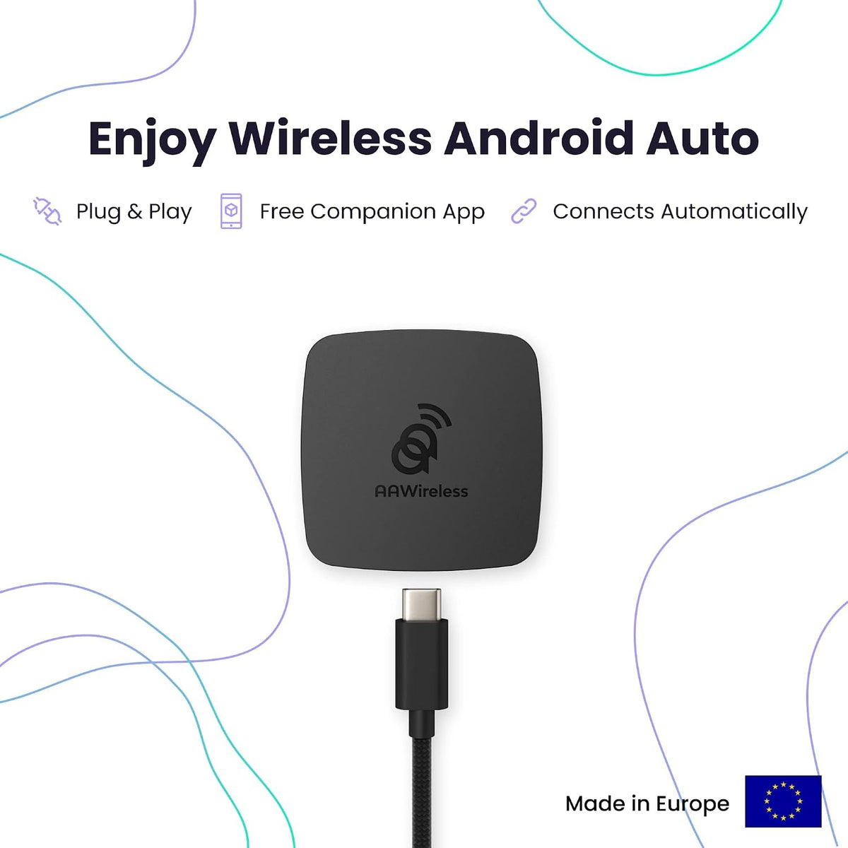 AAWireless dongle connected with USB Type C cable