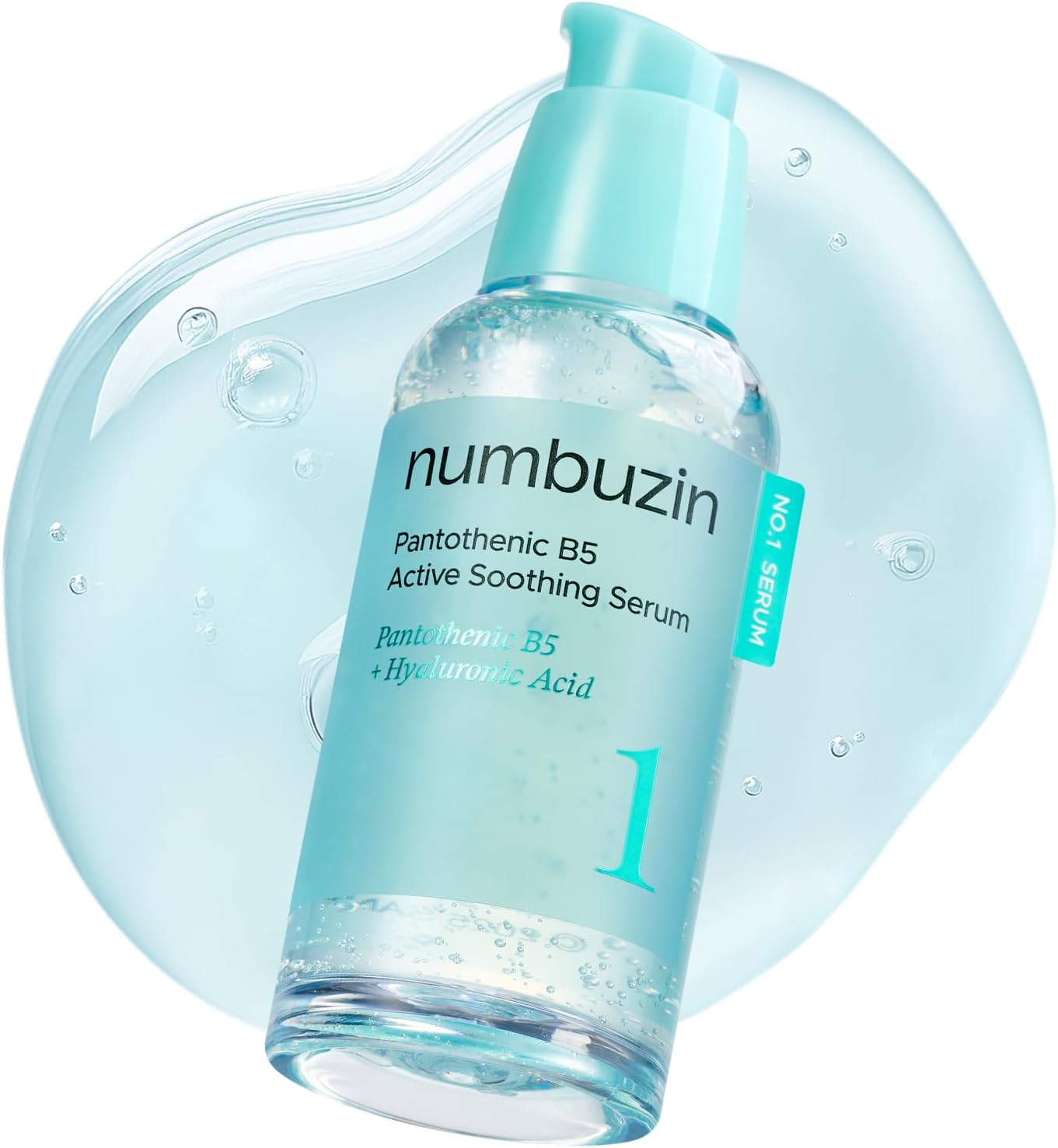Numbuzin Number One Pantothenic B5 Active Soothing Serum front view clear bottle with pump dispenser